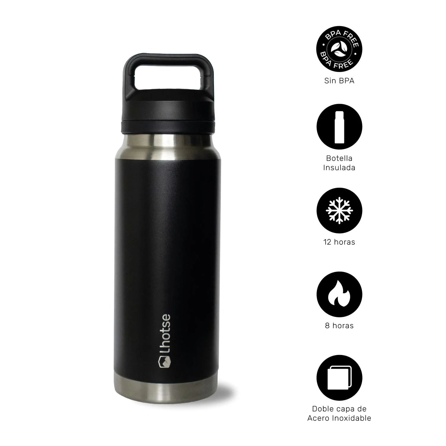 Botella Térmica Insulada Indo 800ml Lhotse Color Negro