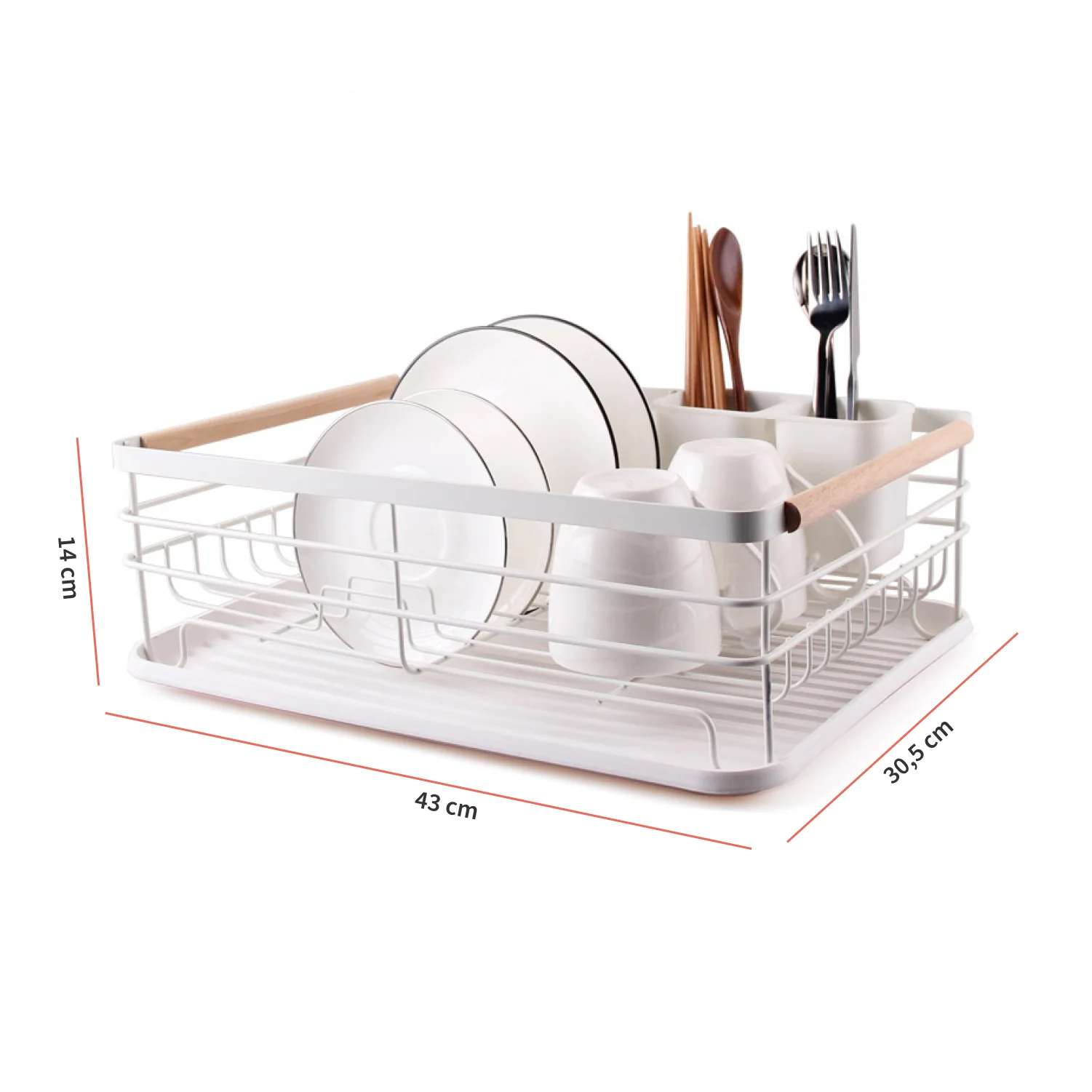 Secaplatos Escurridor 1 Nivel Acero Inox Blanco