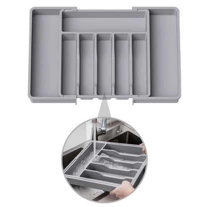Organizador de Cubiertos Extensible 8 Compartimientos Gris