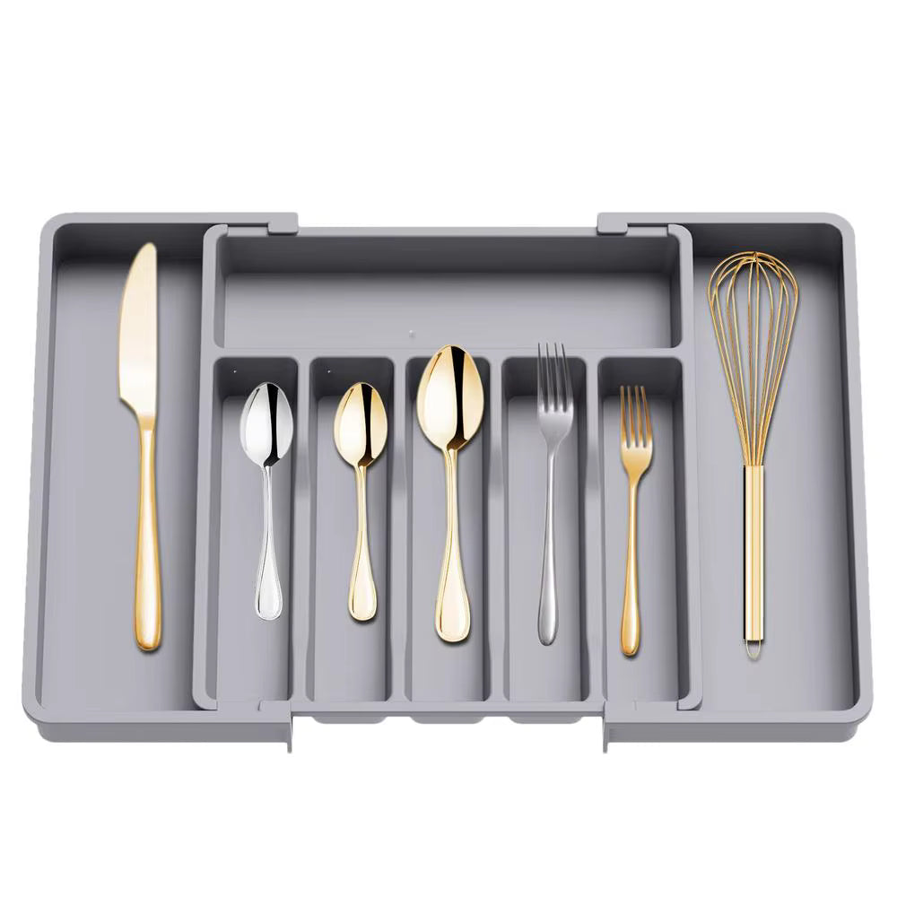 Organizador de Cubiertos Extensible 8 Compartimientos Gris