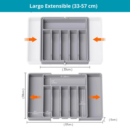 Organizador de Cubiertos Extensible 8 Compartimientos Gris