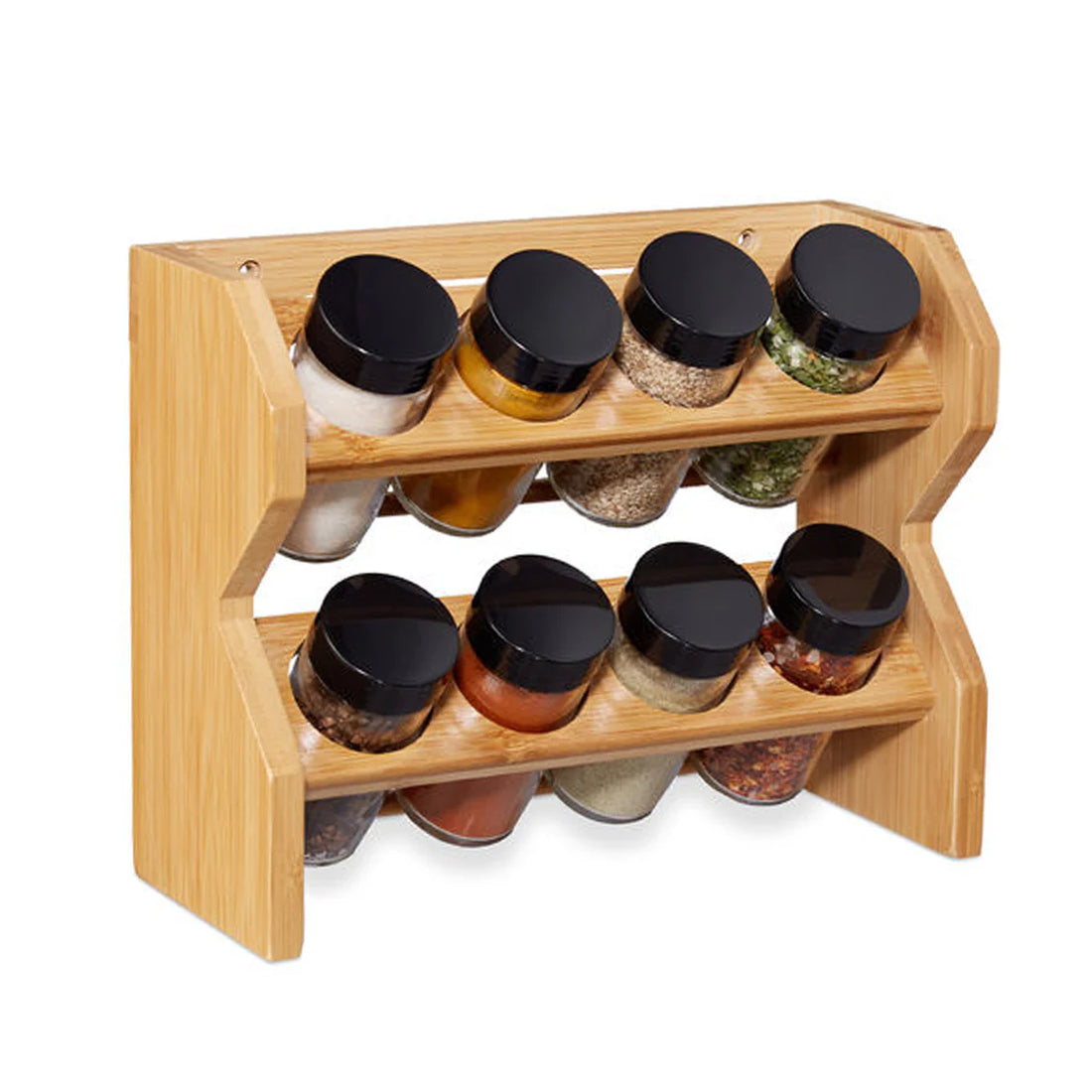 Especiero Condimentos de Madera 8 Frascos Vidrio