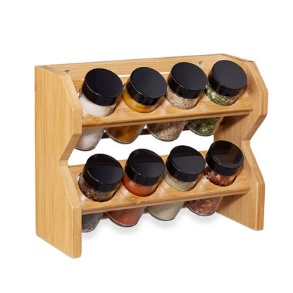 Especiero Condimentos de Madera 8 Frascos Vidrio