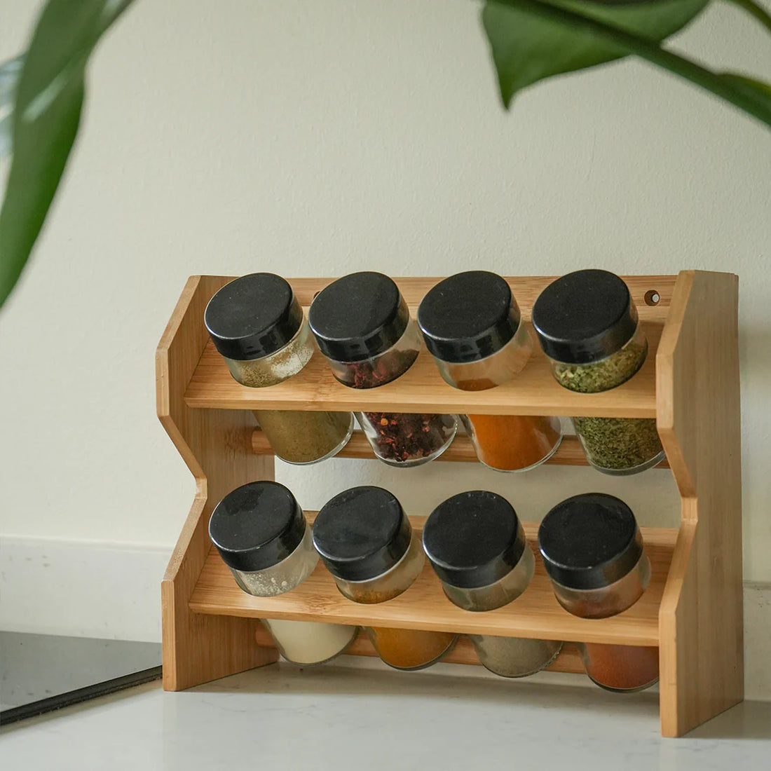 Especiero Condimentos de Madera 8 Frascos Vidrio