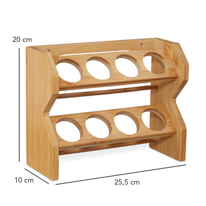 Especiero Condimentos de Madera 8 Frascos Vidrio