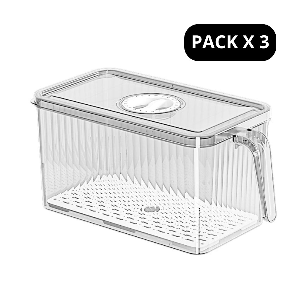 Pack de 3 Organizadores Transparentes con Mango y Tapa