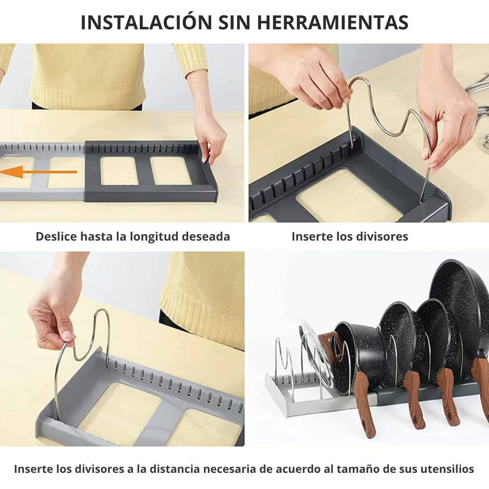 Organizador Extensible para Ollas, Tapas, Platos, Sartenes