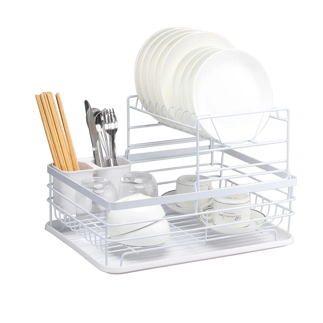 Secaplatos Escurridor 2 Niveles Acero Inox Blanco