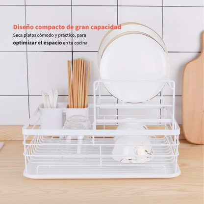 Secaplatos Escurridor 2 Niveles Acero Inox Blanco