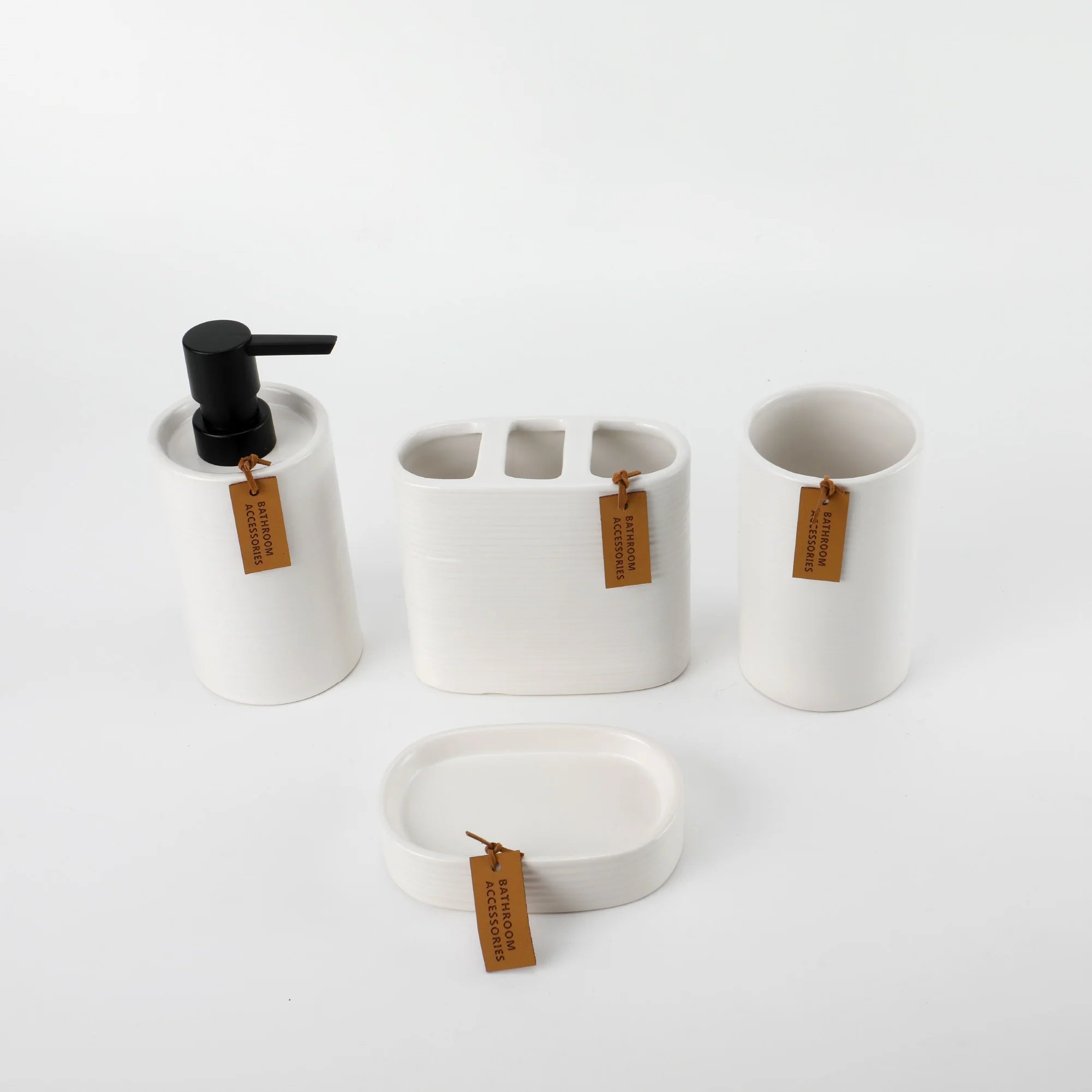 Set Accesorios de Baño 4pcs Cerámica Color Blanco