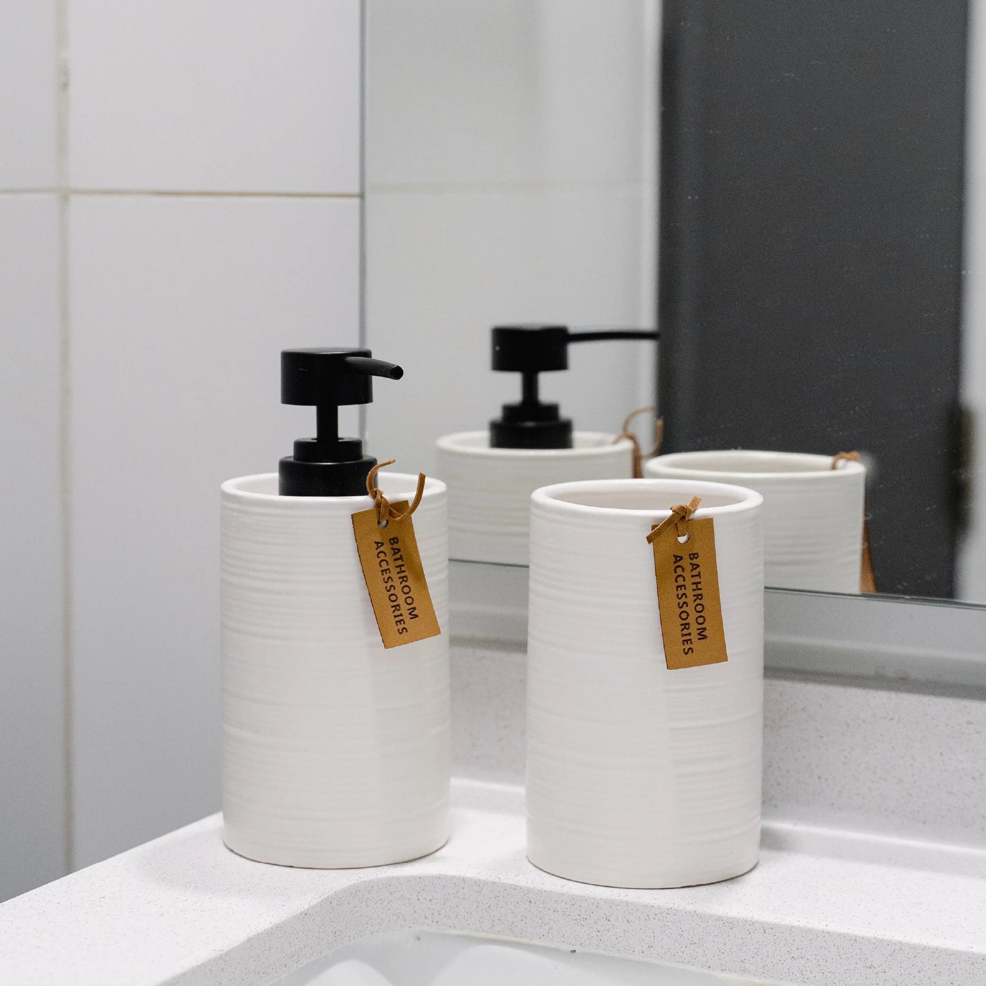 Set Accesorios de Baño 4pcs Cerámica Color Blanco